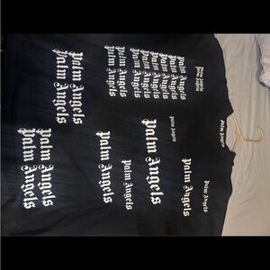 Palm Angels Black Tee with White Logo Repeats